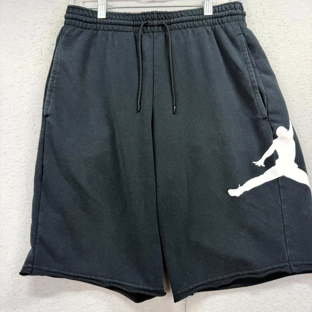 Air‎ Jordan Fleece Sweat Shorts Mens Small Black White Jumpman Logo Drawstring